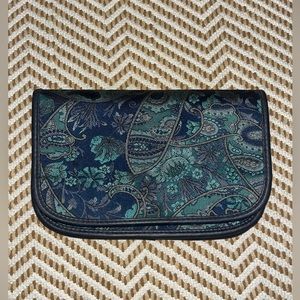 MADE IN ITALY blue and green paisley printed small clutch bag